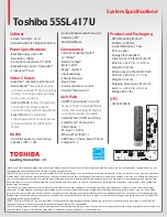 Preview for 2 page of Toshiba 55SL417U Specifications