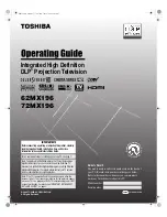 Toshiba 62MX196 - 62" Rear Projection TV User Manual предпросмотр