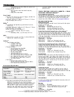 Preview for 2 page of Toshiba A105-S4124 Specifications