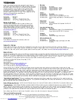 Preview for 3 page of Toshiba A4-S312TD Specifications