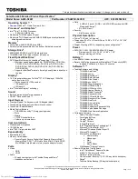 Preview for 1 page of Toshiba A665-S6081 Specifications