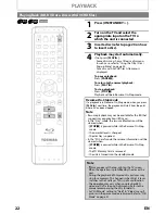 Preview for 22 page of Toshiba BDX2000 - 1080p Blu-ray Disc Player Owner'S Manual