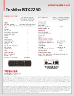 Preview for 2 page of Toshiba BDX2250 Specifications