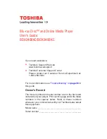 Preview for 1 page of Toshiba BDX2400KC User Manual