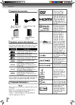 Предварительный просмотр 4 страницы Toshiba BDX2500 Owner'S Manual