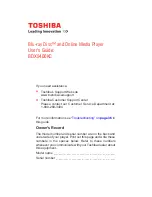 Preview for 1 page of Toshiba BDX5400KC User Manual