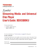 Preview for 1 page of Toshiba BDX5500KU Symbio User Manual