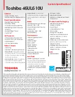 Preview for 2 page of Toshiba Cinema 46UL610U Specifications