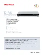 Toshiba D-R5 - DVD Recorder With TV Tuner Specification Sheet preview