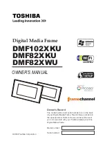 Preview for 1 page of Toshiba DMF102XKU - Wireless Digital Media Frame Owner'S Manual