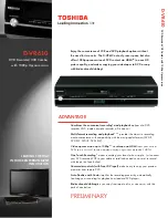 Предварительный просмотр 1 страницы Toshiba DVR610 - DVDr/ VCR Combo Specifications