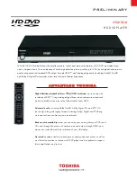 Toshiba HD-D2 Specifications preview