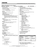 Preview for 1 page of Toshiba L505-S5966 - Satellite - Pentium 2 GHz Specifications