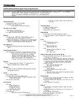 Toshiba M105-S1041 Specifications preview