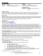 Preview for 3 page of Toshiba M105-S3001 Specifications