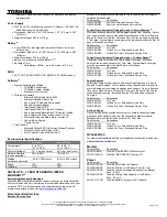 Предварительный просмотр 2 страницы Toshiba M105-S3004 - Satellite - Core Duo 1.66 GHz Specification Sheet