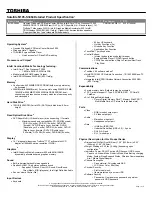 Toshiba M105-S3084 Specifications preview