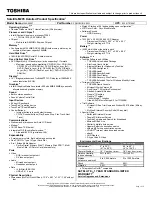 Toshiba M205-S3207 Specifications preview