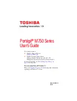 Предварительный просмотр 1 страницы Toshiba M750 - Portege - Core 2 Duo 2.53 GHz User Manual