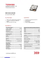 Toshiba MK3265GSX Specifications preview