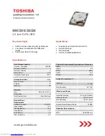 Toshiba MK5065GSX Features And Specifications preview