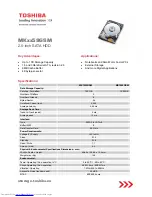 Toshiba MKxx59GSM Specifications preview