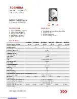 Preview for 1 page of Toshiba MQ01ABD series Specifications