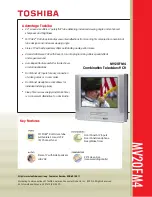 Toshiba MV 20FM4 Specifications preview