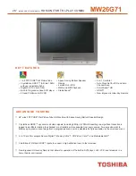 Preview for 1 page of Toshiba MW 26G71 Specifications