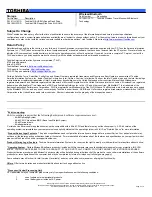 Preview for 3 page of Toshiba P105-S9337 Specifications