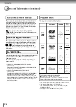 Preview for 12 page of Toshiba P2000 - DVD Player - 8.9 Owner'S Manual