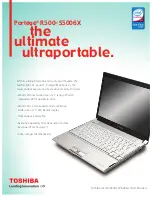 Предварительный просмотр 1 страницы Toshiba R500 S5006X - Portege - Core 2 Duo 1.33 GHz Specification Sheet