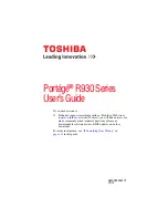 Предварительный просмотр 1 страницы Toshiba R930-Landis-PT331U-0J30D7G1 User Manual