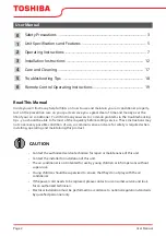 Предварительный просмотр 2 страницы Toshiba RAC-PD0811CRU User Manual