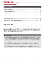 Preview for 2 page of Toshiba RAC-WK1513ESCWRU User Manual