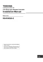 Preview for 1 page of Toshiba RB-RWS20-E Installation Manual