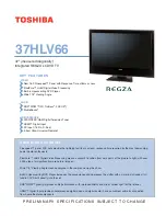 Toshiba REGZA 37HLV66 Specifications preview