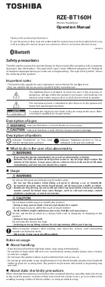 Toshiba RZE-BT160H User Manual preview