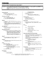 Preview for 1 page of Toshiba Satellite A105-S2071 Specification Sheet