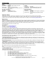 Preview for 3 page of Toshiba Satellite A105-S2071 Specification Sheet