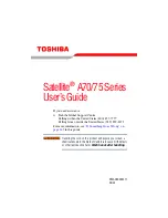 Preview for 1 page of Toshiba Satellite A70 User Manual