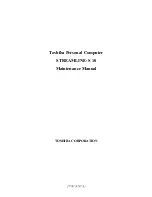 Предварительный просмотр 1 страницы Toshiba Satellite Pro T210 series Maintenance Manual