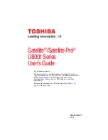 Toshiba Satellite Pro U800t Series User Manual preview