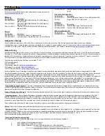 Preview for 3 page of Toshiba Satellite U200-ST3311 Series Specification Sheet