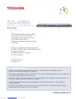 Preview for 1 page of Toshiba SD-4990 Specification Sheet