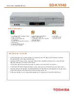 Preview for 1 page of Toshiba SD-KV540 Specification Sheet