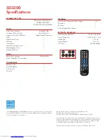 Preview for 2 page of Toshiba SD3300 Specification Sheet