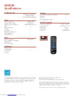 Предварительный просмотр 2 страницы Toshiba SD4200 - SD DVD Player Specifications