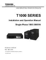 Preview for 1 page of Toshiba T1000 Series Installation And Operation Manual