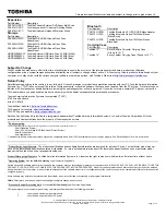 Preview for 2 page of Toshiba T135-S1300 Specifications